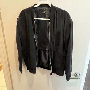 Topshop Black Bomber Jacket, Women's, Size US 6